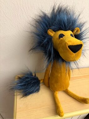 Jellycat Blue Golden Tan Lancelot Lion Swellegant Stuffed Animal Plush 14” NWT